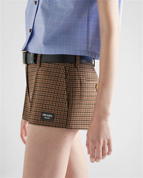 prada houndstooth|Tobacco Houndstooth Check Shorts .